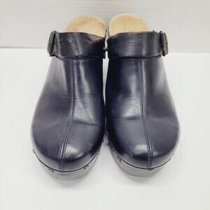 Clarks Artisan Womens Clogs Black Leather Buckle & Studs US Size 10 M